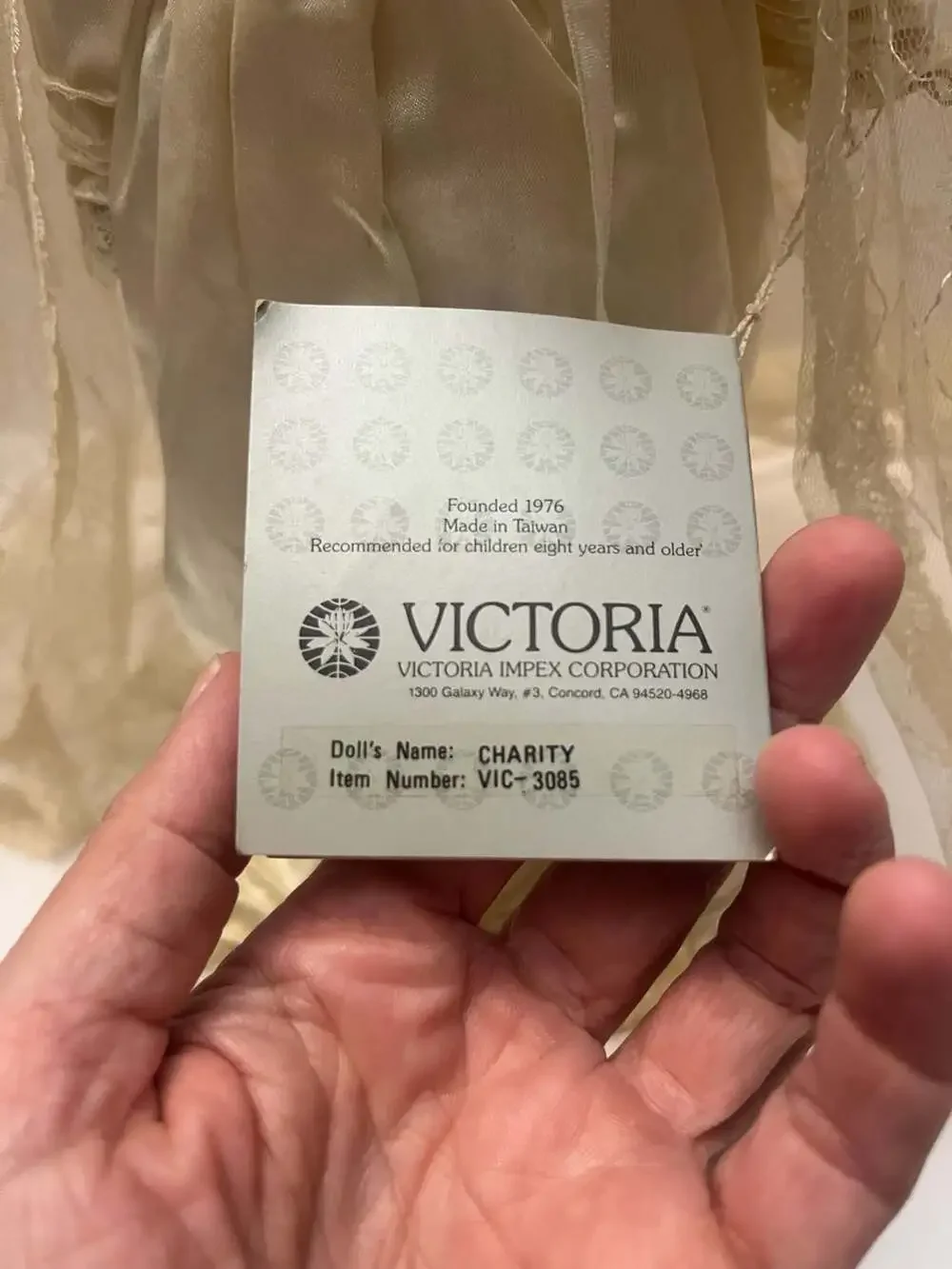 Victoria Impex Corporation Porcelain Doll Charity VIC-3085 in Christening Gown